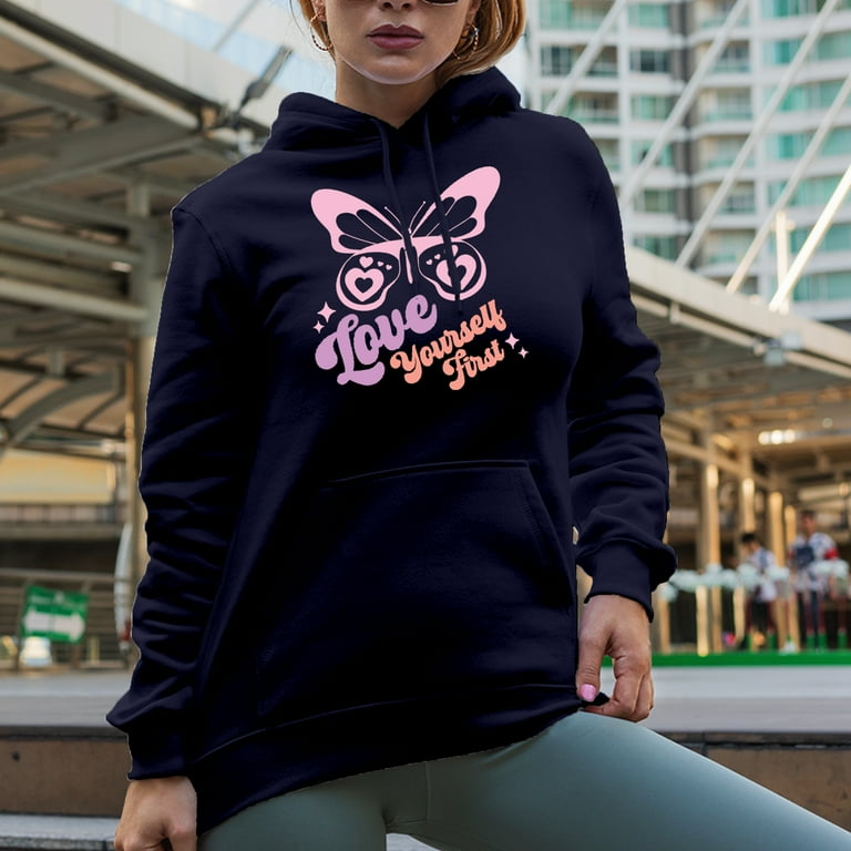 Love yourself sweatshirt with butterfly new arrivals