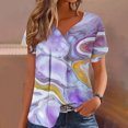 thumbnail image 5 of Black*Friday Deals Clothes under $5 GaThRRgYP Womens Plus Size Tops,Women Plus Size Short Sleeves V-Neck Print Blouse Pullover Short Sleeve Blouses Purple S, 5 of 6