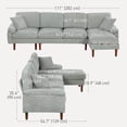 thumbnail image 2 of Modern Grey L-Shape Sofa Sectional Couch with Chaise | Linen-Feel Fabric | Living Room Corner Seating | 111" x 54.7", 2 of 7