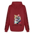 AOMPMSDX Women'S Hoodies Ladies' Cat And Dog Print Casual Tying Hoodie