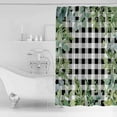 thumbnail image 2 of Shower Curtain Bathroom Set Summer Rustic Eucalyptus Leaf Waterproof Fabric Shower Curtains with Grommets&Hooks Black White Buffalo Plaid Privacy Bath Curtain for Bathtub 72x72in, 2 of 7