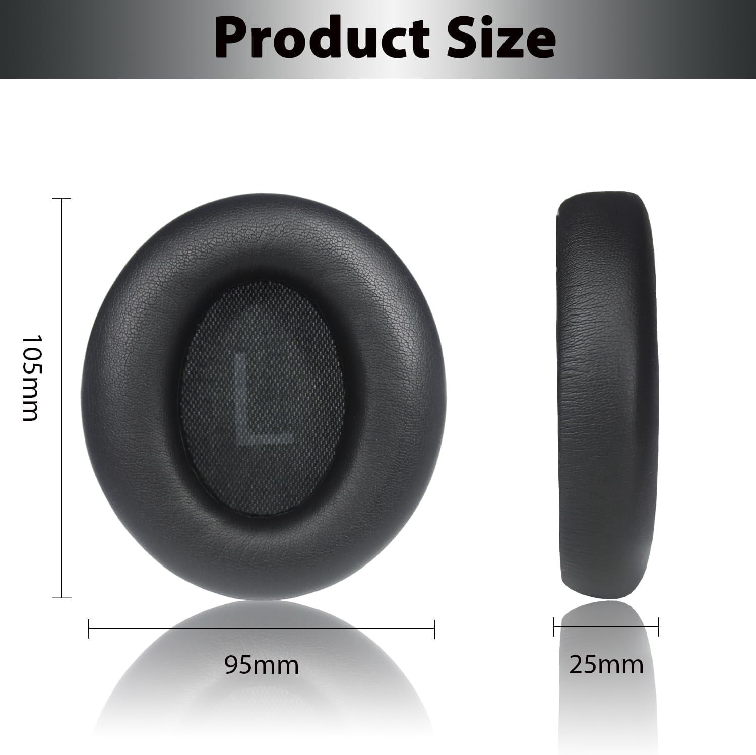 HRTGFD-Replacement Ear Pads for Anker Space Q45 Headphones, Ear Cushions for Soundcore by Anker Space Q45 Adaptive Noise Cancelling Headphones,with Buckle, Soft Protein Leather, Memory Foam(Black)