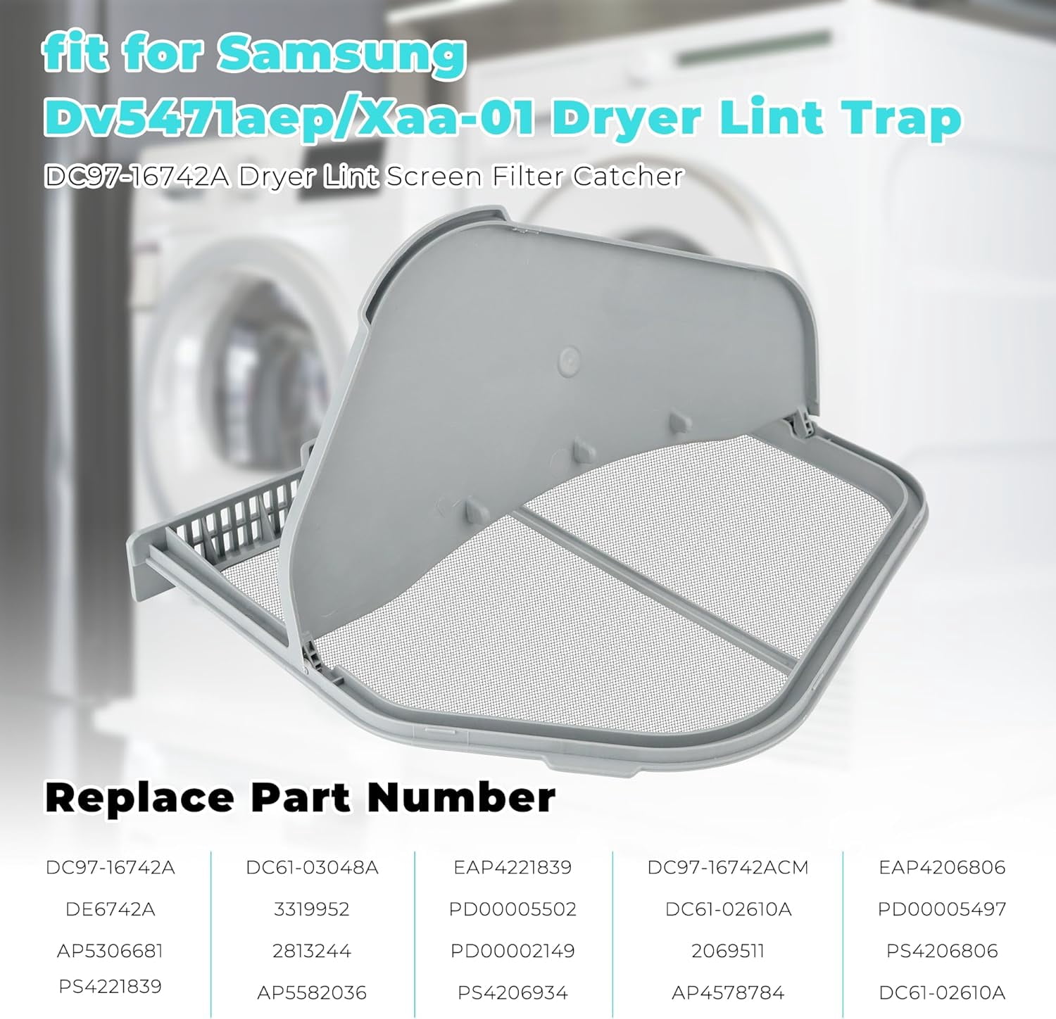 DC97-16742A Lint Trap fit for Samsung Dryer Lint Trap Replacement,Stainless Steel Lint Trap Screen Parts fit for SAMSUNG Dryer DV456ETHDSU/AA DV45H7000EW/A2 DVE50R5200W/A3 DVE50R5400V/A3