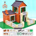 thumbnail image 1 of Bloques de construcción de Mini casa de ladrillo para niños y niñas, juguete educativo de simulación, Villa, granja, cabaña, DIY, 1 of 4