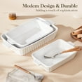 thumbnail image 6 of vancasso Baking Dish Set, Ceramic Bakeware Sets of 3, Casserole Dishes for Oven, Lasagna Pan Deep, Rectangular Baking Pan Set with Handles for Baking, White, 6 of 9