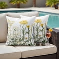 thumbnail image 5 of Spring Floral Pillow Covers 2 Pack Rustic White Yellow Blue Flowers Farmhouse Vintage Pillowcase Waterproof Outdoor Throw Pillow Cover for Patio Garden Square Cushion 26”x26”, 5 of 9