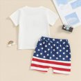 thumbnail image 4 of Toddler Baby Boy Independence Day Outfit 6 12 18 24 Months 2T 3T 4T USA Letter Print Short Sleeve Top And Pocket Shorts Boys Patriotic Outfit Set, 4 of 7