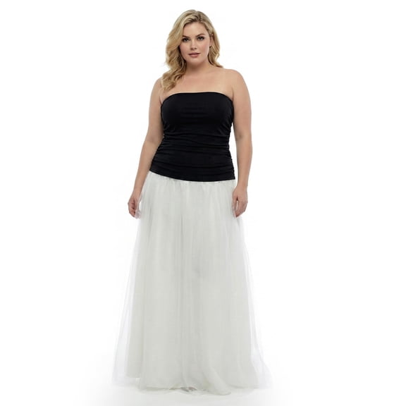 David’s Bridal, The Edit by DB Studio Women's Formal Strapless Drop Waist Dress, Full Length, Tulle