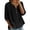 Black, variant on IUYRTFE Women's Leaf Embroidered V Neck Button 3/4 Puff Sleeve Loose Casual Blouse(Blue,3XL)