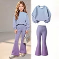 thumbnail image 2 of Enjoytime Girls 2 Piece Outfits Crew Neck Long Sleeve Sweatshirt Flared Pants Tracksuit Sets Casual Kids Clothes for Fall Winter, 2 of 8