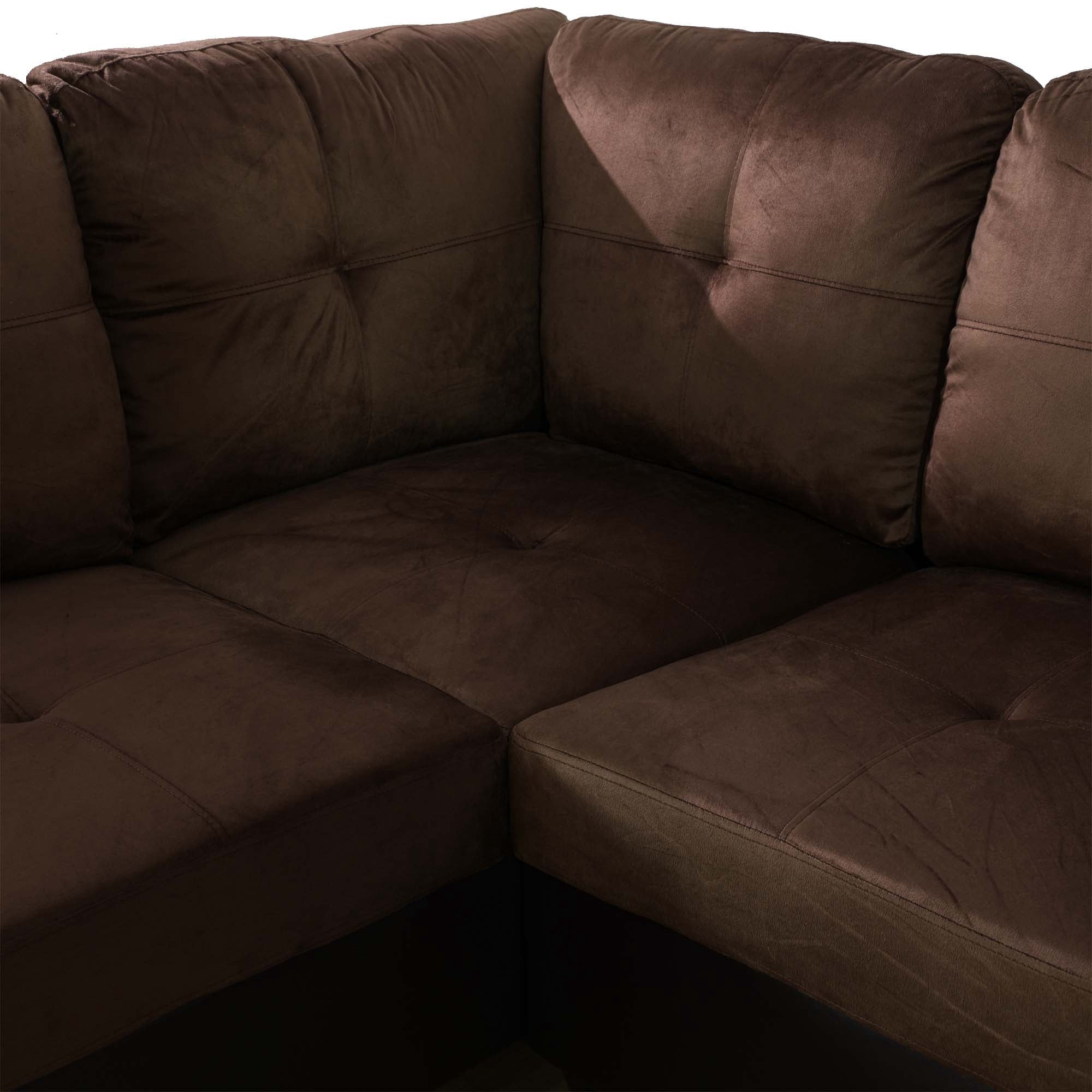 Aukfa Sectional Sofa, 3 Piece Living Room Couch with Storage Ottoman, Left Facing Chaise, Brown