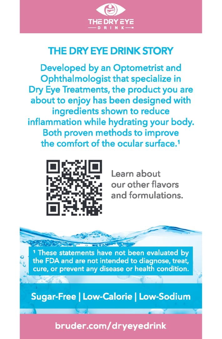 The Dry Eye Drink Strawberry Lemon Flavor l Ultimate Hydration for Dry Eyes l Sugar-Free Electrolyte Powder Packets l Blended with Vitamins, Green Tea, Turmeric, Taurine, and DHA l 5g x 20 Packets