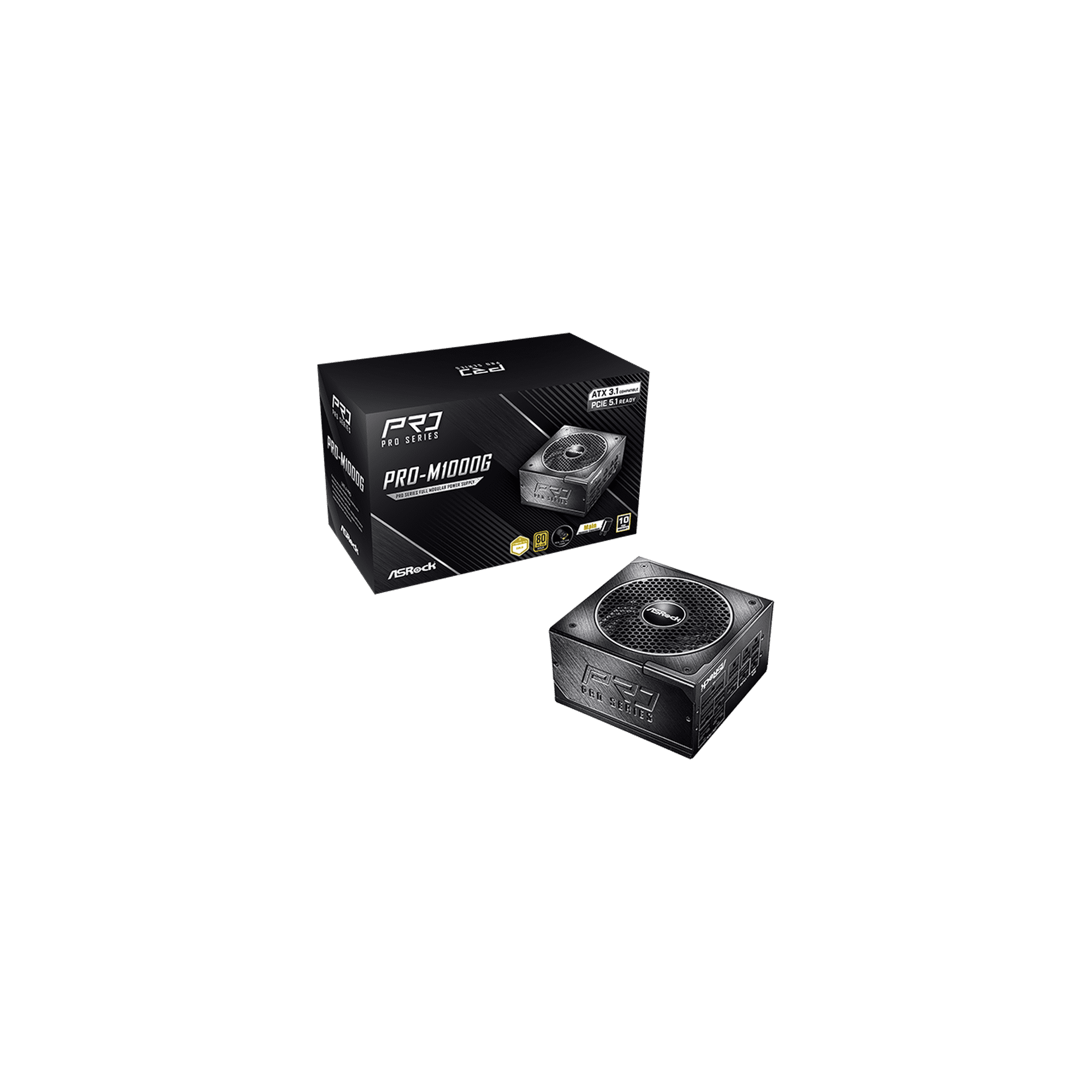 ASRock PRO PRO-M1000G 1000 W ATX 3.1 80 PLUS GOLD Certified Power Supplies