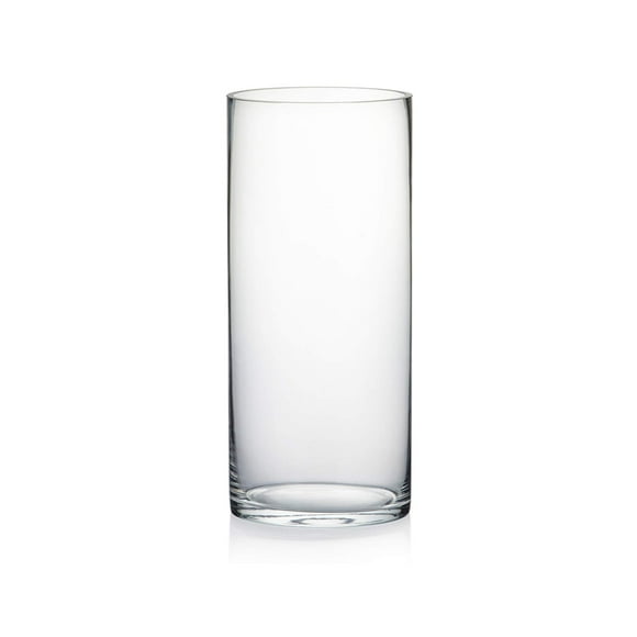 Vase WGVI, centro de mesa cilíndrico de cristal transparente, 15 cm x 35 cm, para bodas