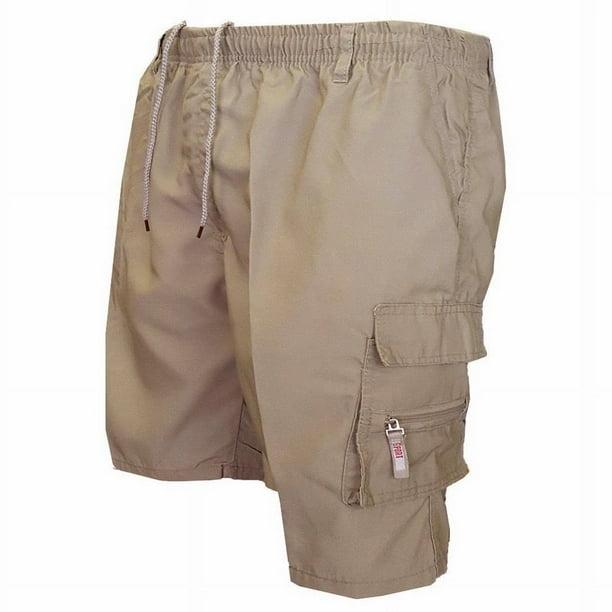 Pantalones cortos de verano para hombre, pantalones casuales, pantalones de peto, 5 puntos, bolsillo grande, cintura elástica