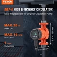 thumbnail image 2 of VEVOR 007E-2F2 High Efficiency Circulation Pump 110V 42W EMC Circulator Pump, 2 of 9