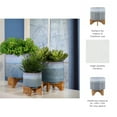 thumbnail image 4 of Ceramic Planter with Wooden Stand - Modern Indoor Outdoor Plant Pot for Home & Garden Decor - 10" Blue, 4 of 11