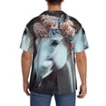 thumbnail image 3 of Rateoe Flower Crown White Horse Print Mens Front Pocket Hawaiian Shirts Casual Shirts Short Sleeve Button Down Beach Tropical Shirts-XX-Large, 3 of 5