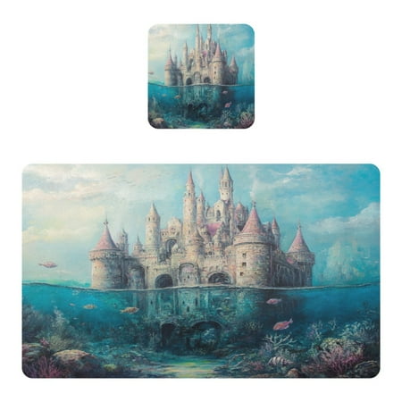 

Wobogo Seabed Castle Placemats Coasters Set of 1 Heat-resistant Non-slip Easy to Clean Square Dinner Plate Mat