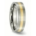 thumbnail image 5 of Primal Steel Titanium Brushed with 14 Karat Yellow Inlay 6mm Flat Band, 5 of 10