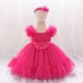 thumbnail image 2 of TEAJOPSUU Toddler Baby Girls Princess Dresses Christening Dress Sleeveless Suspender 3D Flower Tulle Dress Wedding Birthday Pageant Tutu Gown D-Hot Pink, 2 of 5