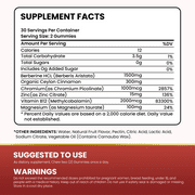 MR ROS 1500mg Berberine Supplement Gummies with Ceylon Cinnamon, Magnesium, Zinc & B12 - 60 Count