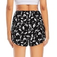 thumbnail image 4 of Goofa Black White Leaves Printed Women 2 in 1 Running Shorts,Quick Dry Athletic Workout Shorts,High Waisted Athletic Shorts with Liner Pockets-Small, 4 of 9