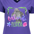 thumbnail image 4 of Inktastic Orlando Florida Cute Swimming Manatee Women's V-Neck T-Shirt, 4 of 5