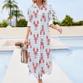thumbnail image 4 of Lobsters on blue stripes Long Sleeved Shirt Dress Evening gown Clothing, 4 of 7
