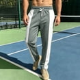 thumbnail image 4 of Maplenight Men's Athletic Track Pants with Side Striped Straight Leg Drawstring Elastic Waist Pant Relaxed Fit Open Bottom Sport Pant for Running Workout, 4 of 8
