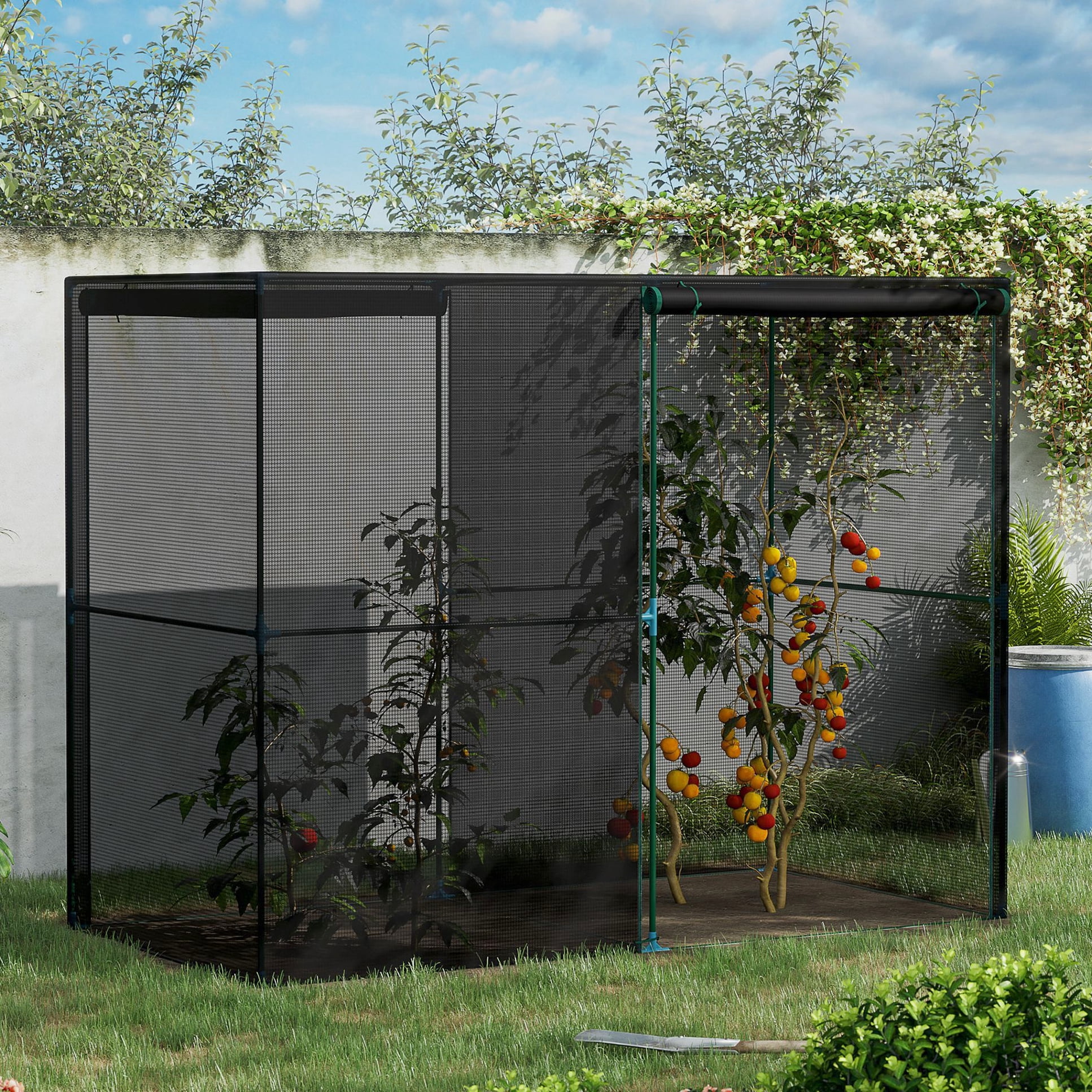 4' X 8' Garden Crop Protector Tent - . Black, Zippered. Strong Mesh. 94.5" L 48.07" W 74.77" H Guard Black For Vegetable Garden. Zippered,