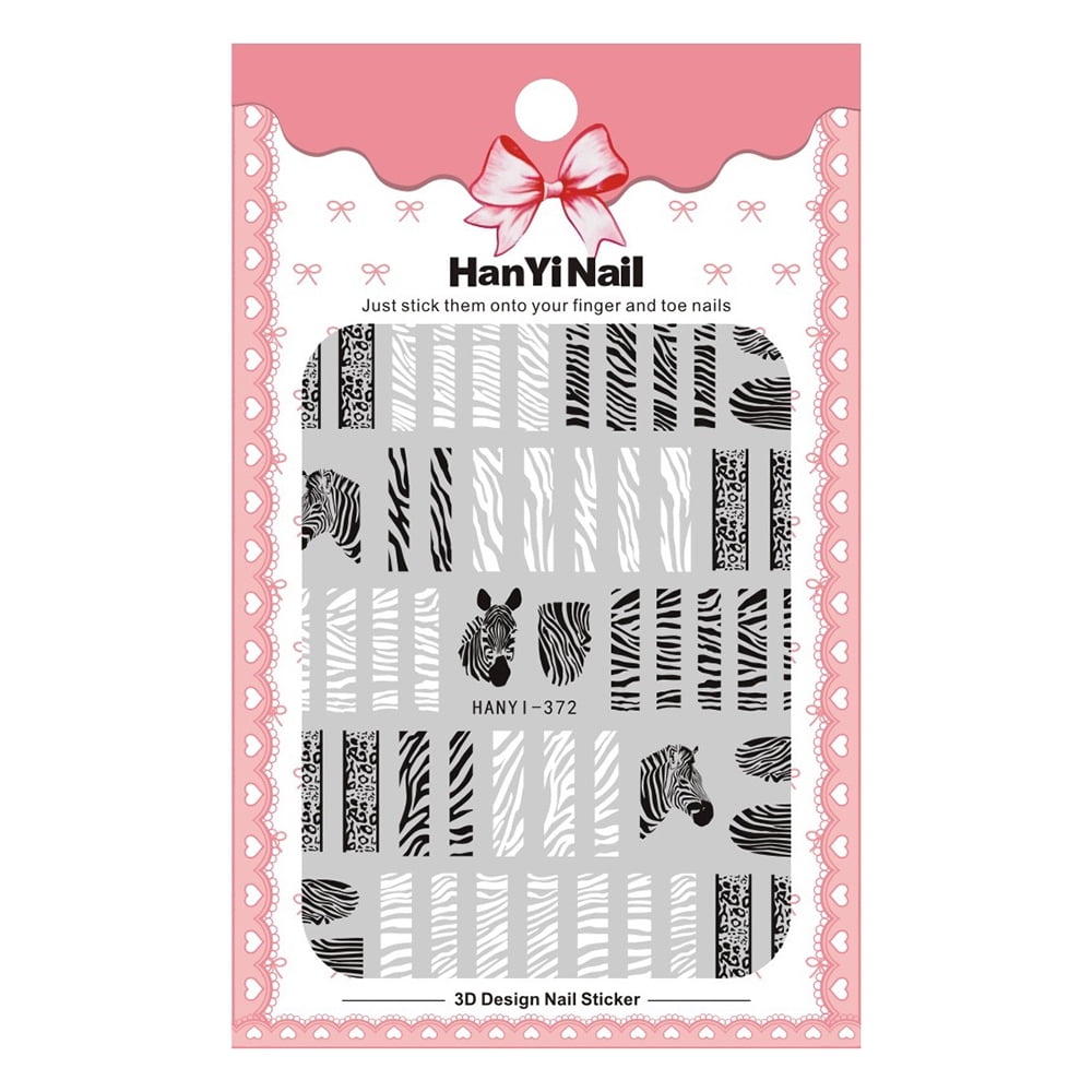 andoer 1 sheet 3d nail stickers f lame animal letters pattern adhesive nail art sticker manicure decoration walmart com