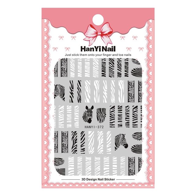 1 hoja de pegatinas 3D para uñas F-lame Animal Letters Pattern Adhesive Nail MABOTO Etiqueta engomada del clavo