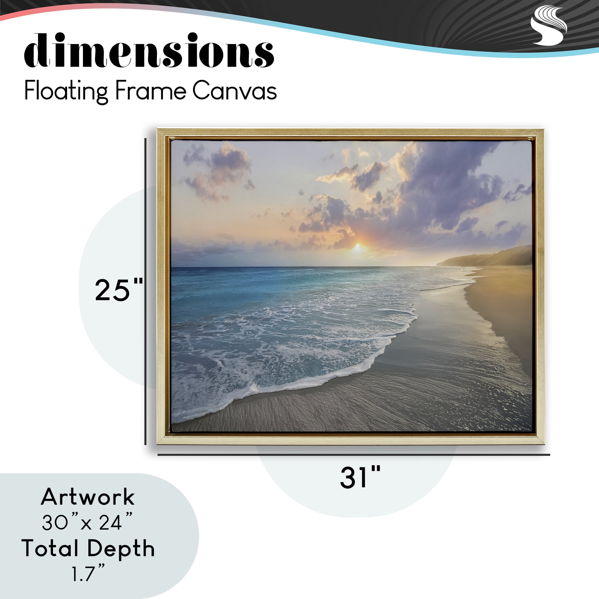 Stupell Industries Sunset over Tranquil Coast Gold Framed Floater Canvas Wall Art, design by Mike Calascibetta