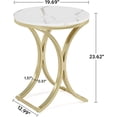 thumbnail image 4 of Finmind White Gold Side Table Small C End Table Modern Round Coffee Table Accent Table Bedside Table Round Nightstand with Gold Metal Frame and Faux Marble Veneer Engineered Wood for Living Room, 4 of 7