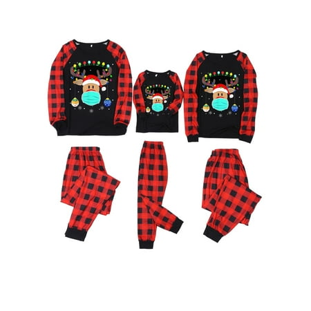 

Eyicmarn Christmas Family Matching Pajamas Set Women Men Kids Boys Girls Sleepwear Elk Print Plaid Tops Pants Xmas PJS Loungewear Green