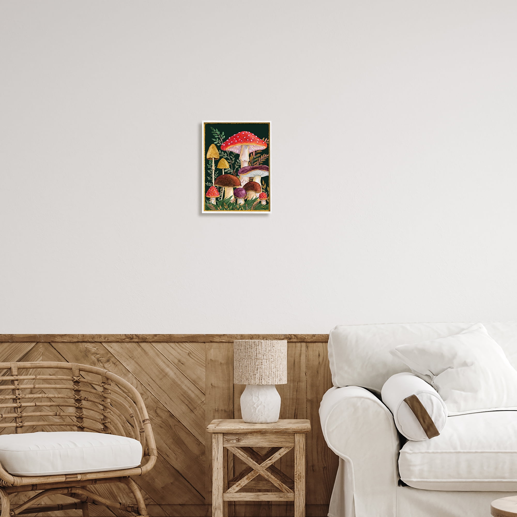 Stupell Industries Woodland Mushrooms Nature Botanical & Floral Painting White Framed Art Print Wall Art, 11 x 14