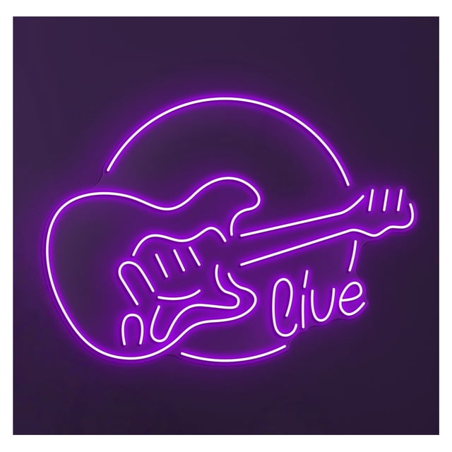 Letrero De Neón Guitarra Con Luz LED, Arte Pared En Vivo, Para DJ, Sala Discoteca, Estudio Música, Escaparate Entrada Comercial 58cm