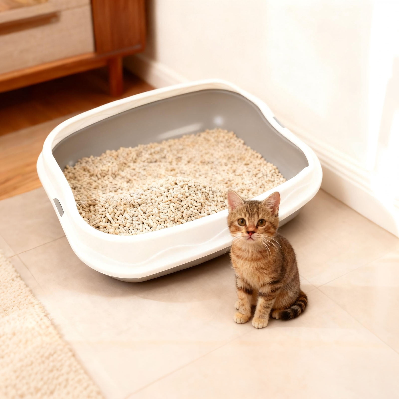 Semi Enclosed Cat Litter for Indoor Cats with Advanced Odor Control and Superior Breathable Design for Easy Pet Observation