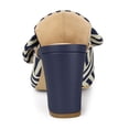 thumbnail image 3 of BLISSFUL STEP Women's Stripe Bow Block Heel Slides Mules, 3 of 5