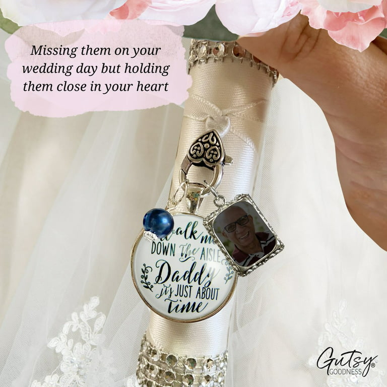 Bridal Bouquet Photo Charm Brother Beside White Wedding Memorial Picture Frame Jewel