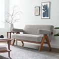 thumbnail image 2 of Loveseat Sofa Couch, Light Grey Gray, Fabric, Wood, Living Kitchen Cafe Bistro Hospitality Restaurant, Modern Contemporary HB36210, 2 of 9