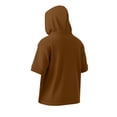 thumbnail image 7 of Men's Cotton Pullover Hooded Top Short Sleeve Casual Solid Color T-Shirt Hoodie Drawstring Loose Fit Summer Basic Streetwear Outfits Travel Essential | JASKFLY,Brown L, 7 of 7
