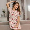 thumbnail image 3 of Naloa Strawberry Print Women Nightgowns,Womens Loungewear,Short Sleeve Sleepwear,Comfy Ladies Nightdress, 3 of 6