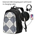 thumbnail image 3 of Travel Shoulder Computer Backpack 18 X 13.4 X 8.3in With Usb Cable And Music Jack Multi-Space Pocket Argyle Plaid Lightslategray_1, 3 of 7