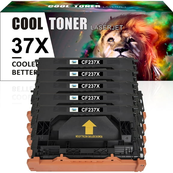 Cool Toner Compatible Toner for HP 37X CF237X for Laserjet Enterprise MFP M631 M632 M633 M607 M608 M609 (Black, 5 Pack)