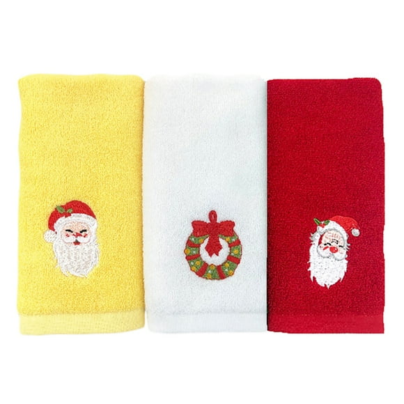 Toallas bordadas de la Navidad 3 unids Toallas de lavado de telas de algodón (color surtido)