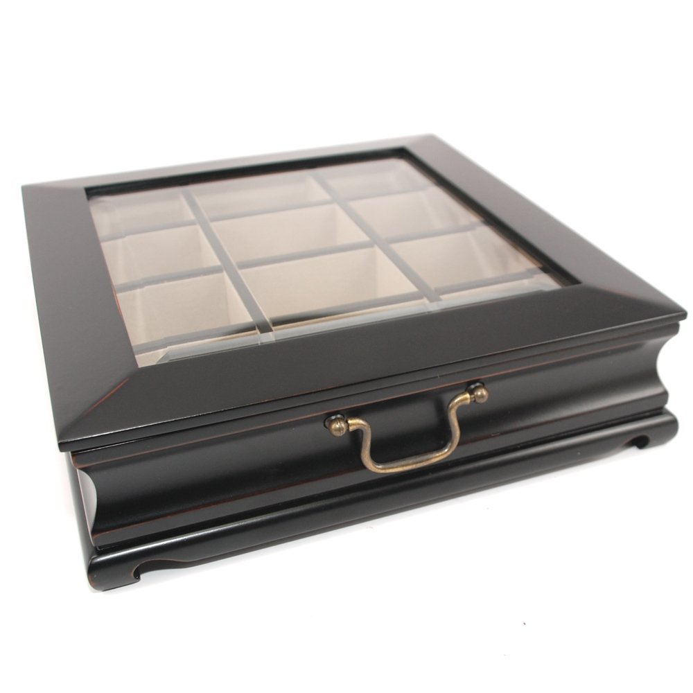 bombay Chelmsford Tea Bag Chest / Tea Bag Storage Box with 12 Solid Wood