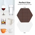 thumbnail image 6 of Rateoe Brown Gold Grid Drawing Drink Coasters Set of 4 Leather Coasters Spill Protection for Table Desk,Durable and Non Slip Leather Coaster ,4 Inches Drink Mats-Hexagon, 6 of 6