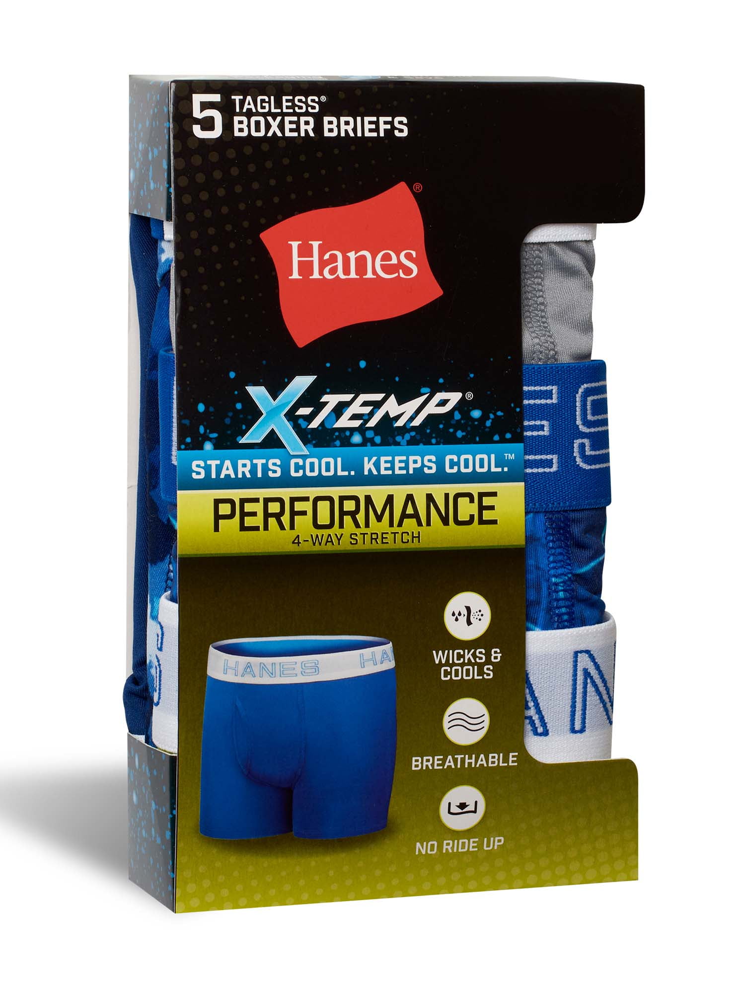 Hanes Boys' X-Temp Stretch Boxer Brief Underwear, 5-Pack, Sizes S-XXL